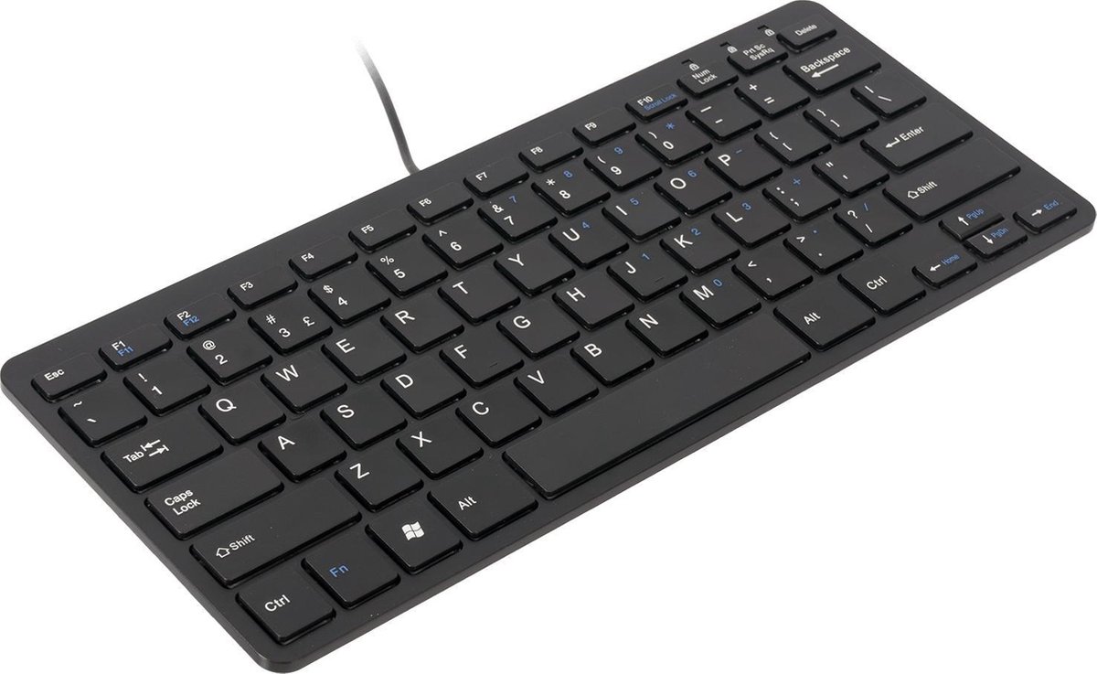 R-Go Clavier Compact - Ultra Mince - Ergonomique - Clavier naturel à  surface plane- Configuration QWERTY (US) - Filaire USB - Noir : :  Informatique