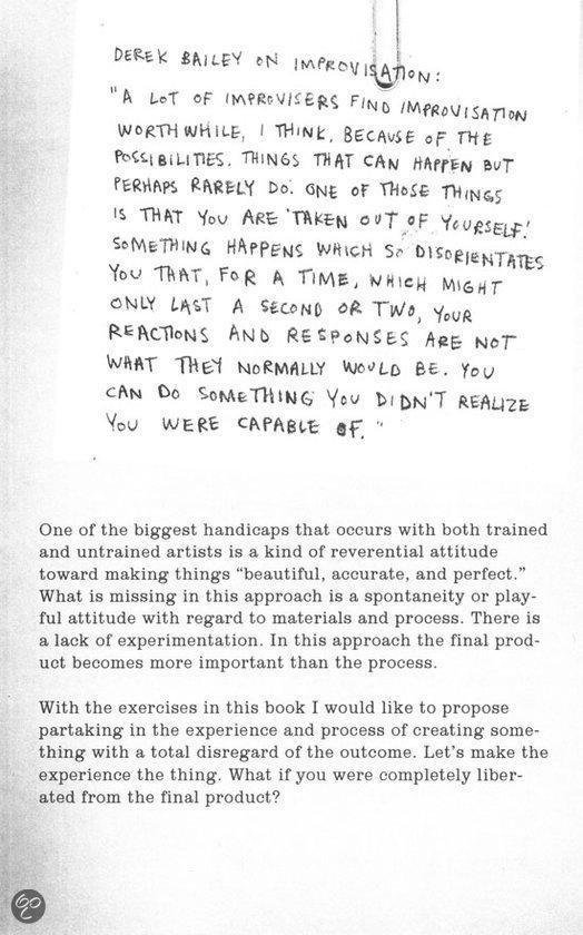 Een pagina met een citaat van Derek Bailey over improvisatie, handgeschreven.