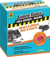 Barriere Radikal Toxa Grains Ratten & Muizen - werkzaam vanaf de eerste inname - gebruik in droge ruimtes - doos 6 x 25 g