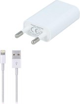 USB lader reislader slimline + 2 meter data kabel Wit voor Apple iPhone lightning