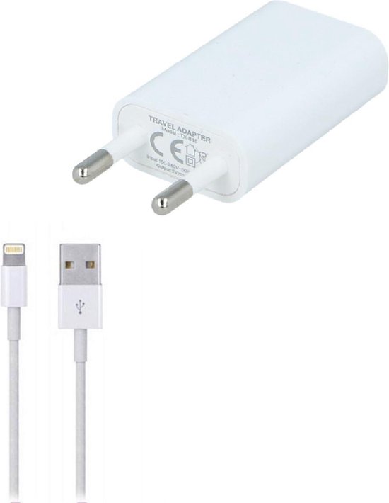 overschreden Spaans gebouw USB lader reislader slimline + 2 meter data kabel Wit voor Apple iPhone  lightning | bol.com