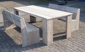Steigerhout tuinset Klassiek - tafel 200x80 - 2 banken 200 cm - oud steigerhout