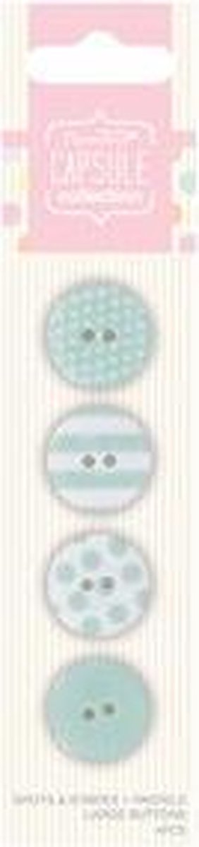 Large Buttons (4pcs) - Capsule - Spots & Stripes Pastels - Green
