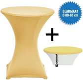 Statafelrok Stretch rits Ø 80-85cm incl. topcover, cream