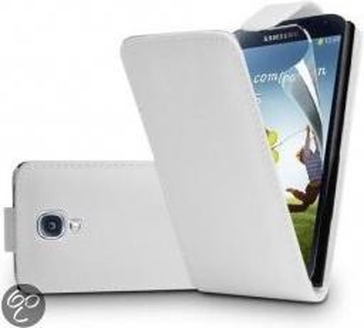Wit cover tasje flip hoesje Galaxy I9500 S4 + Screenprotector!