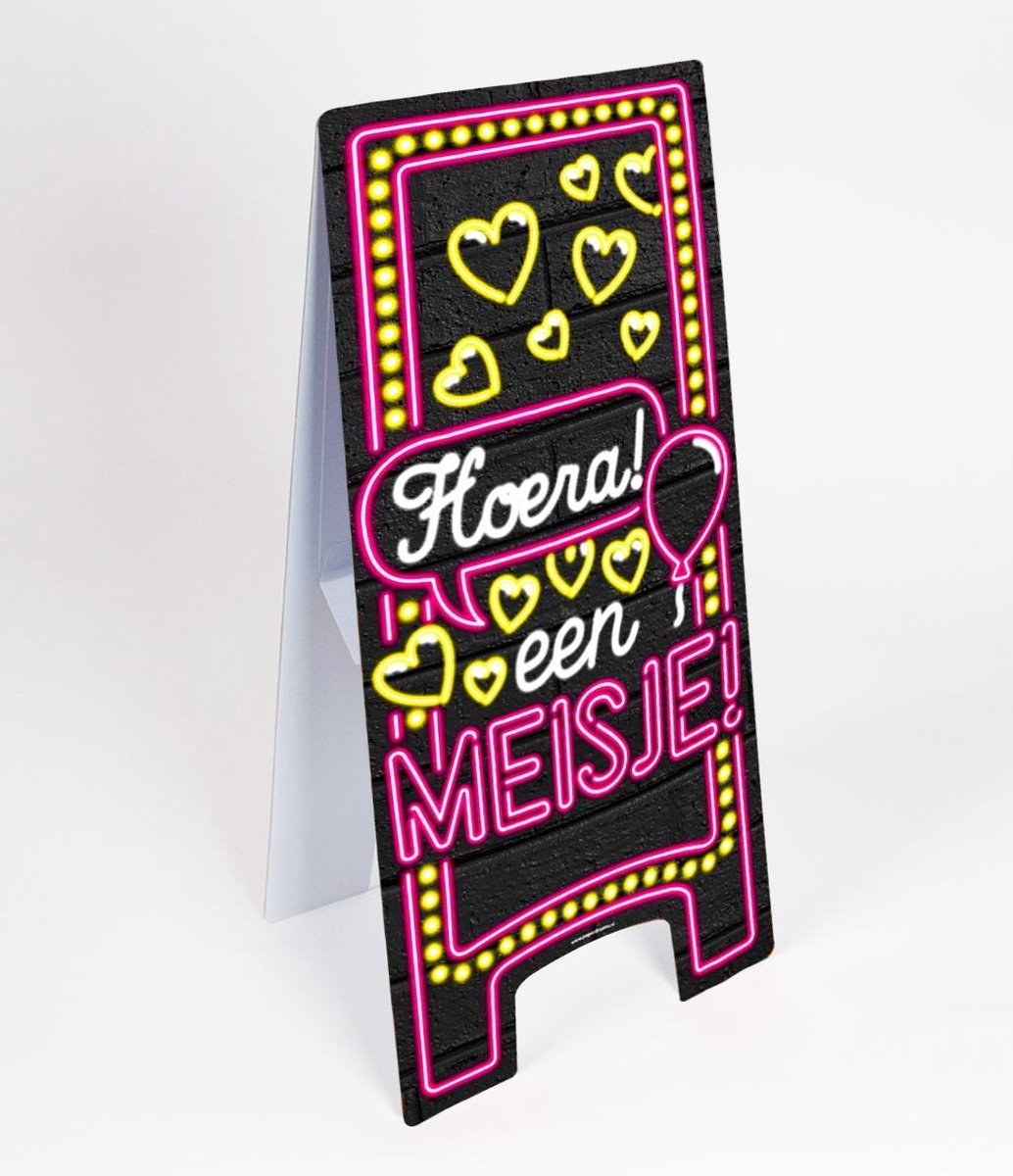 Waarschuwingsbord - hoera een meisje - Hoogte 56 Cm