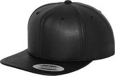 Full leather imitation classic snapback Zwart