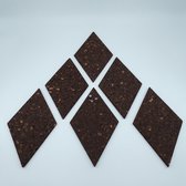 Kurk - prikbord - tegels - wandkurk - ruiten - 6 stuks - bruin - design - zelfklevend