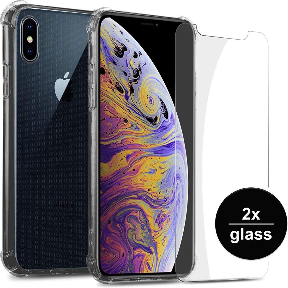 Anti Shock Proof case hoesje Geschikt voor: Iphone XR - Transparant + 2X Screen protector