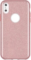 iPhone XR Hoesje - Glitter Back Cover - Roze