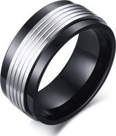 Mannen ring Staal Spinner Black Zilverkleurig-19mm