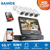 CAMERABEWAKINGSET  bedraad met 4 CAMERA'S EN 5 IN 1 DVR MET 10 INCH MONITOR+ 1TB HARDE SCHIJF