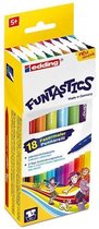 edding 15 FUNTASTICS - crayons de couleur pour enfants - coffret de 18 - couleurs vives - 1 mm-pour s'amuser à colorier sur du papier et du carton de couleur claire-lavable sur la peau et les textiles