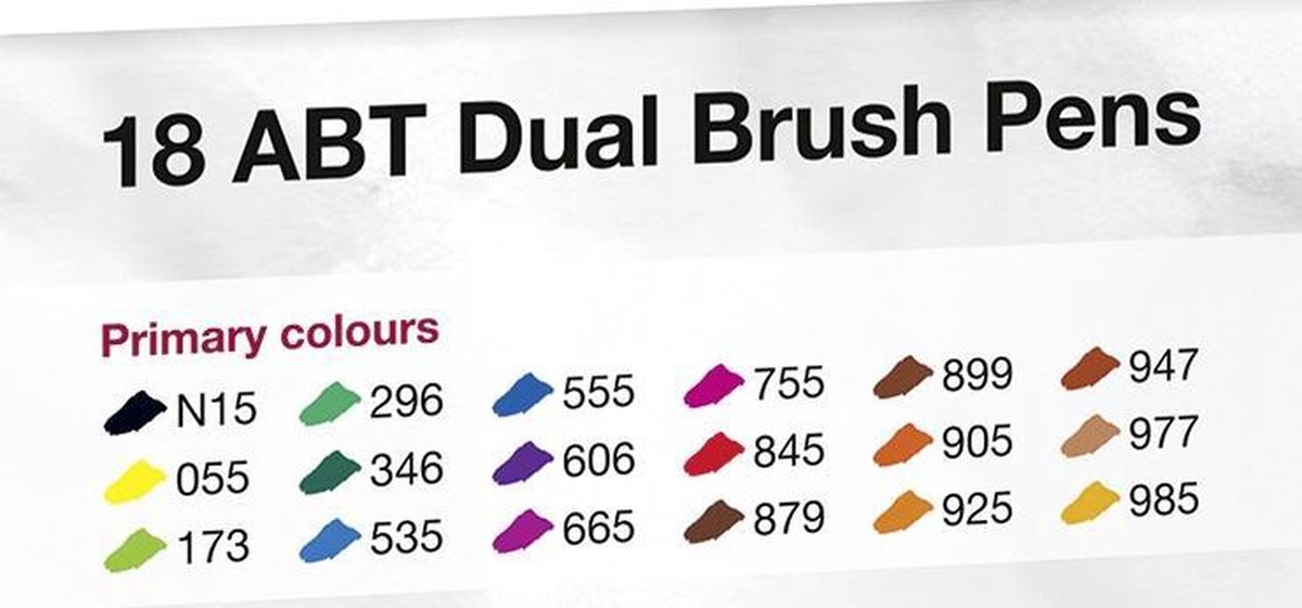 Tombow ABT Dual brush tekenpennen - Brushpennen - set van 18 kleuren - Primaire kleuren — afbeelding 2