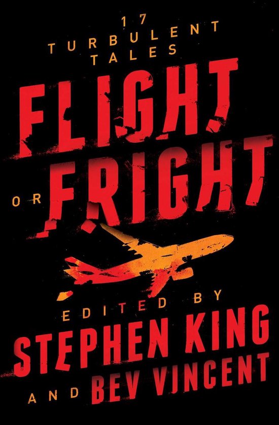 Livre 'Flight or Fright', avec des lettres rouges déchiquetées et un avion orange qui se désintègre.