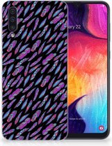TPU Siliconen Hoesje Samsung Galaxy A50 Design Feathers Color