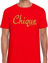 Chique goud glitter tekst t-shirt rood voor heren XXL