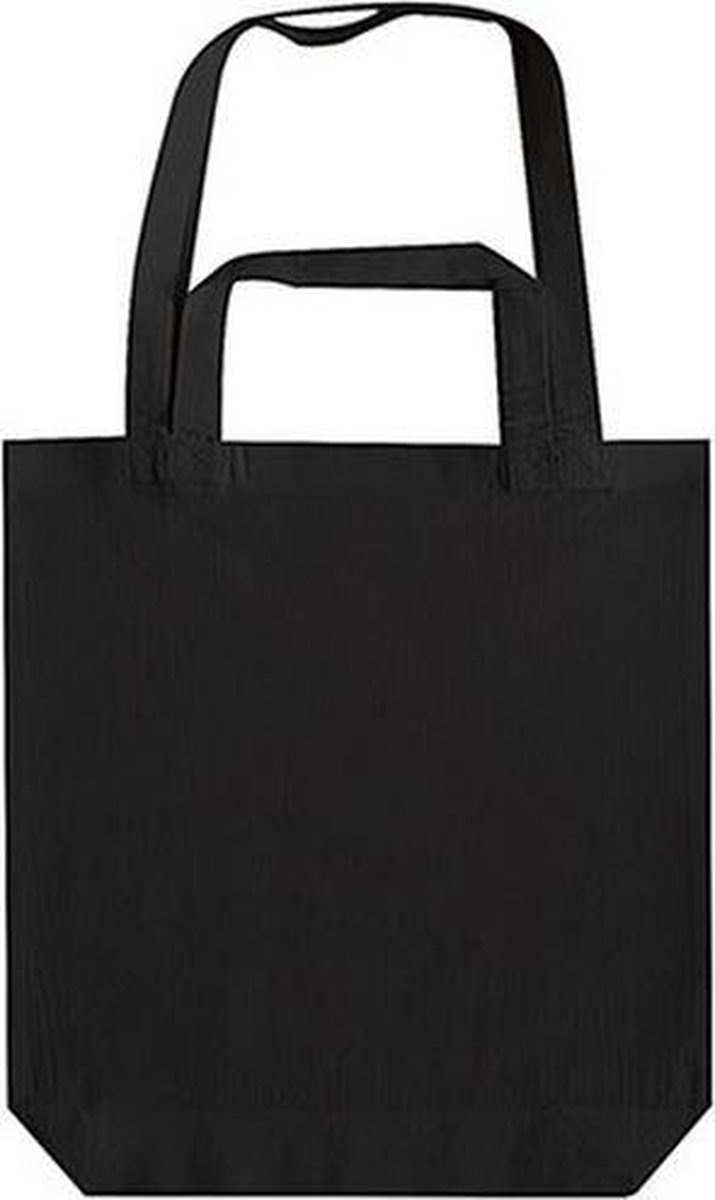Zwarte canvas tas met dubbel hengsel 38 x 42 cm- Bedrukbare katoenen tas/shopper  | bol