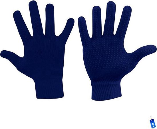 Handschoenen gebreid anti-slip grip sport blauw senior maat s/m