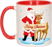 Kerstmok Rudolph en Santa beker - 300 ml - keramiek - koffiebeker
