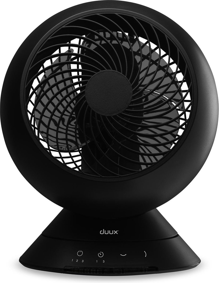 Duux Globe Tafelventilator Zwart - Stille Ventilator 13dB - 3 snelheden - Horziontaal + Verticaal draaien - Duux
