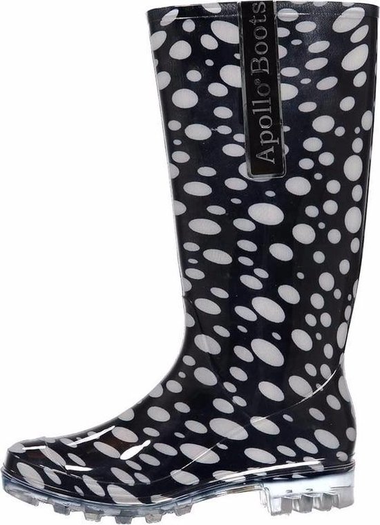 Dames laarzen zwart met witte stippen Dames laarzen zwart met witte stippen
