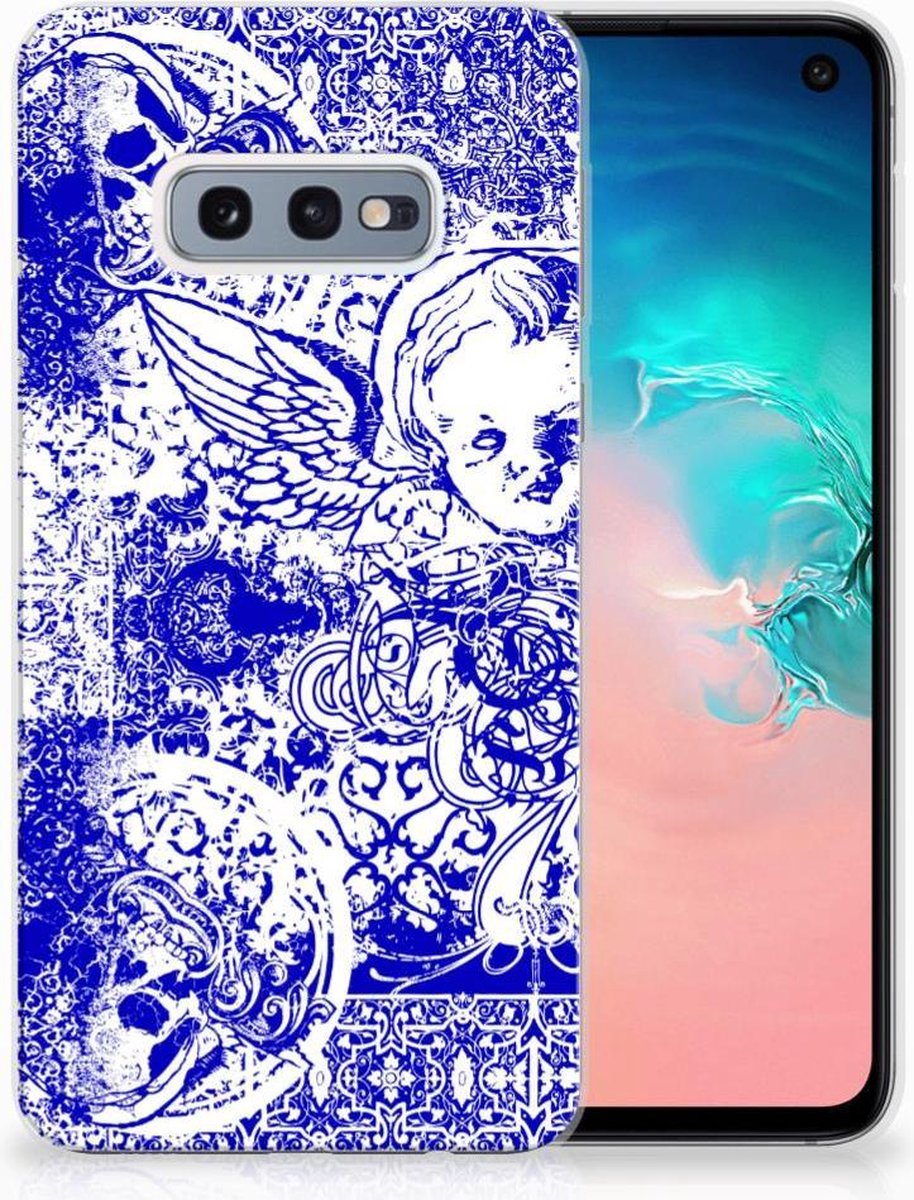 Silicone Back Case Samsung Galaxy S10e Angel Skull Blauw