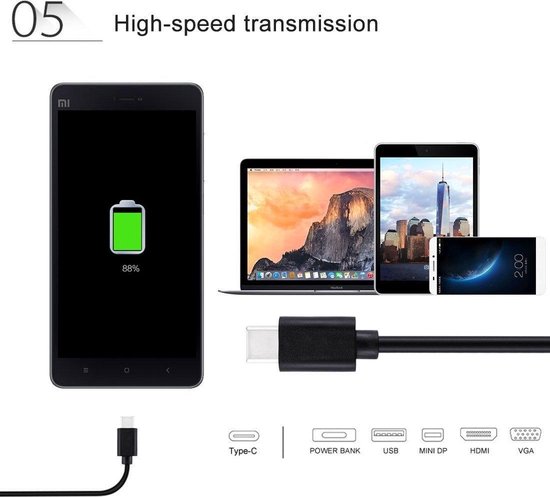 Haweel Gecertificeerde Type C kabel 1 Meter USB C Cable voor Samsung Galaxy Samsung Galaxy S9 (Plus),S8 (Plus), C9 Pro