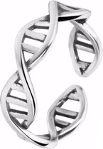 24/7 Jewelry Collection DNA Ring Verstelbaar - Verstelbare Ring - Zilverkleurig