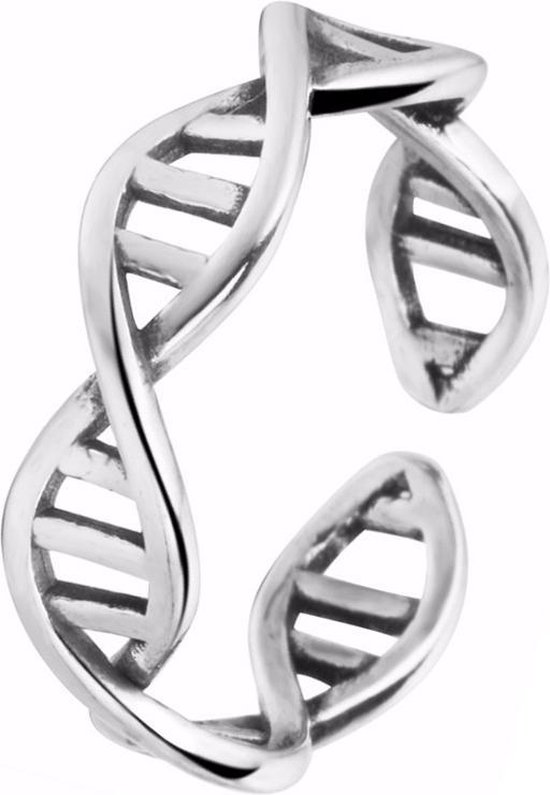 24/7 Jewelry Collection DNA Ring Verstelbaar - Verstelbare Ring - Zilverkleurig - Amodi