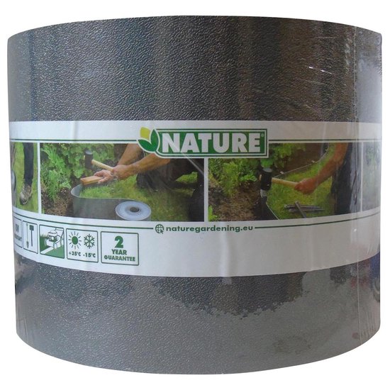 NATURE Bordure de jardin en polypropylène - Epaisseur 3 mm - H 15 cm x 10 m - Gris
