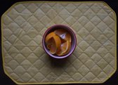 100% Katoenen Gecoate Placemat – Rechthoekig – 40 cm x 30 cm – Afwasbaar – Hoogwaardig - Uni - Geel - Per set van 6 stuks