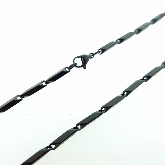 Stalen zwarte ketting blokjes - 316L staal - zwart - 50 cm - 3 mm | bol.com