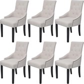 Eetkamerstoelen 6 stuks polyester crème (incl. vloerviltjes)