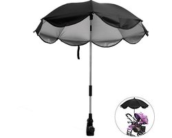 Universele 2-in-1 Kinderwagen Parasol Paraplu - Baby Buggy UV Zonnescherm Regenhoes - Universeel - Zwart
