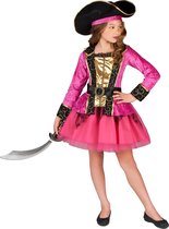 LUCIDA - Roze en goudkleurig piraten kostuum voor meisjes - XS 92/104 (3-4 jaar)