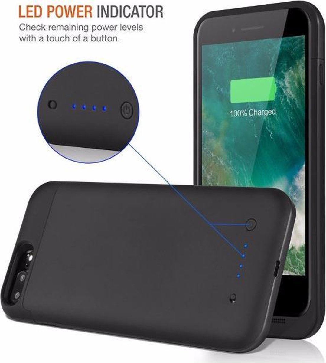 DrPhone iPhone 7/8 Externe Hoes 4500 mAh batterijhoes - Powerbank Charger... | bol.com