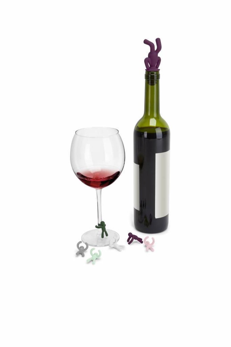 Marqueurs en verre et bouchon à vin Umbra Males Drinking Buddy | bol.com