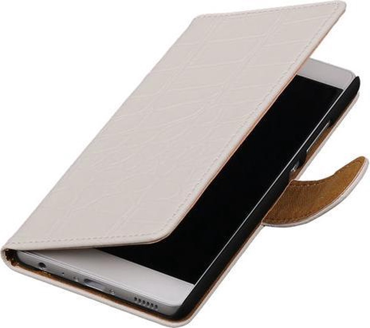 Wit Krokodil booktype wallet cover hoesje voor HTC Desire 830