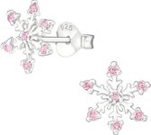 La Rosa Princesa Roze Frozen Sneeuwvlok Oorknoppen | Zilver