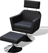 Fauteuil kunstleer zwart (incl. vloerviltjes)