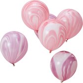 Ginger Ray Make a Wish - Marble ballonnen verjaardag Ø 28 cm - paars & roze - Set-10