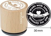 Houten stempel, d: 30 mm, h: 35 mm, made with love specially for you , 1stuk