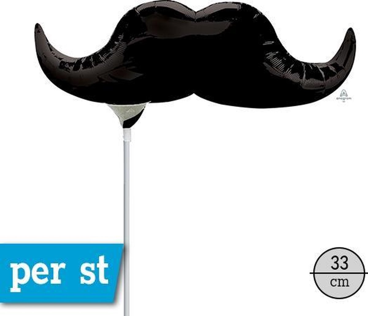Mini Shape Black Moustache Foil Balloon A30 Air Filled