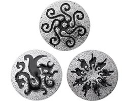 Quiges - Chunk 18mm Click Button Drukknoop Set van 3 Stuks Zilverkleurig Symbool Draak - EBCMSET008