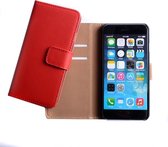 Luxury PU Leather Flip Case With Wallet & Stand Function Rood Red voor Apple iPhone 7
