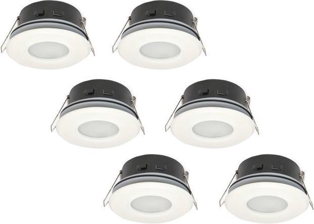 Badkamer inbouw plafondframe ERID, vochtbestendig, badkamer, IP44, rond, wit mat (GU10/MR16/GU5,3/50mm) incl. GU10 fitting
