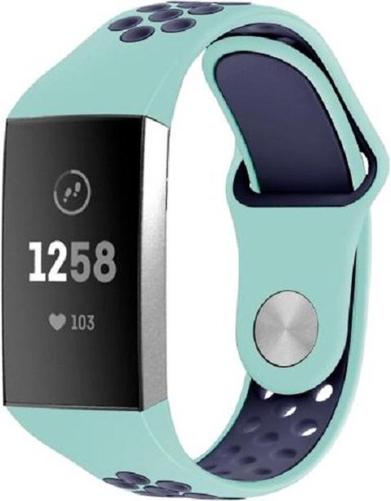 Lucht Th Botsing bol.com | Horloge bandje voor Fitbit Charge 3 en 4 – mintgroen blauw - maat:  s - verstelbaar...