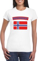 T-shirt met Noorse vlag wit dames XS