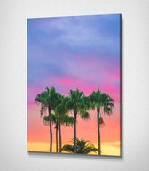 Palm Tree Sunset - 80 x 120 cm - Landschap - Schilderij - Canvas - Slaapkamer - Wanddecoratie  - Slaapkamer - Foto op canvas